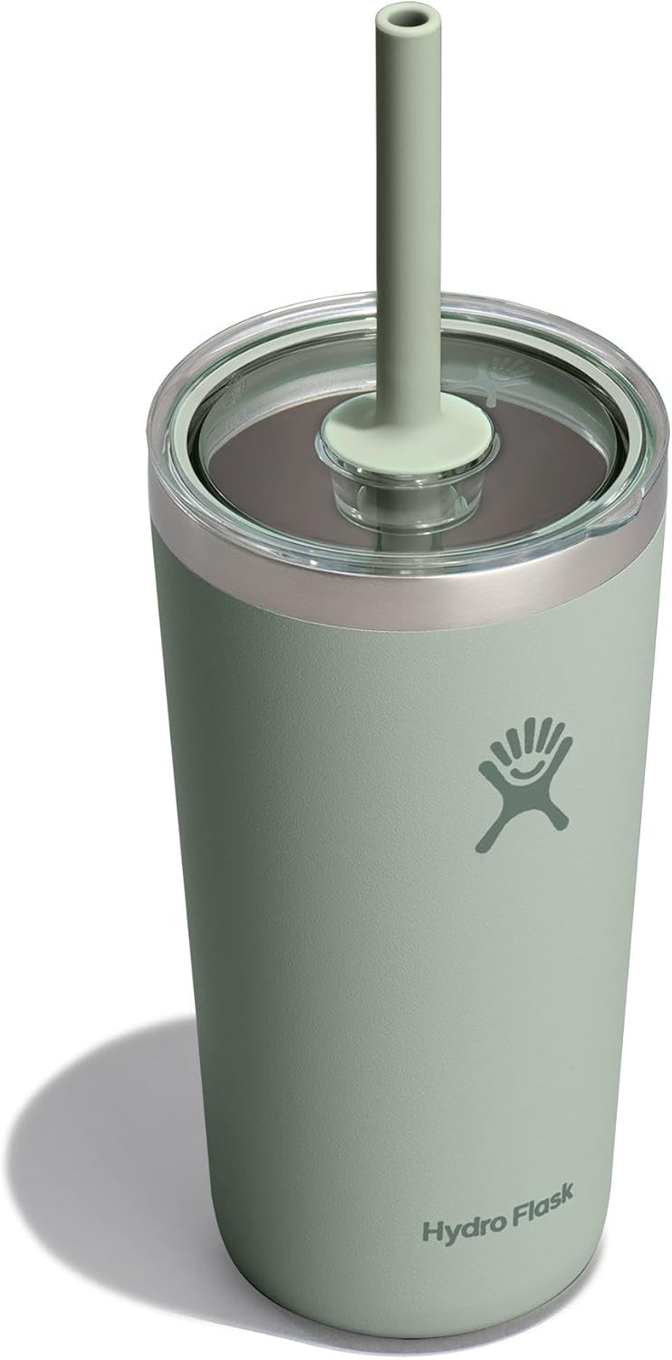 Hydro Flask All Around Tumbler Clear Straw Lid, Insulated Travel Mug, Insulated Coffee Cup 20 Oz Agave Agave Green