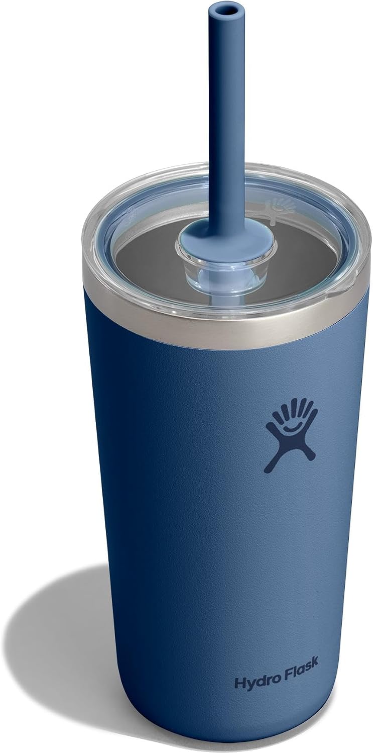 Hydro Flask All Around Tumbler Clear Straw Lid, Insulated Travel Mug, Insulated Coffee Cup 20 Oz Harbor Blue