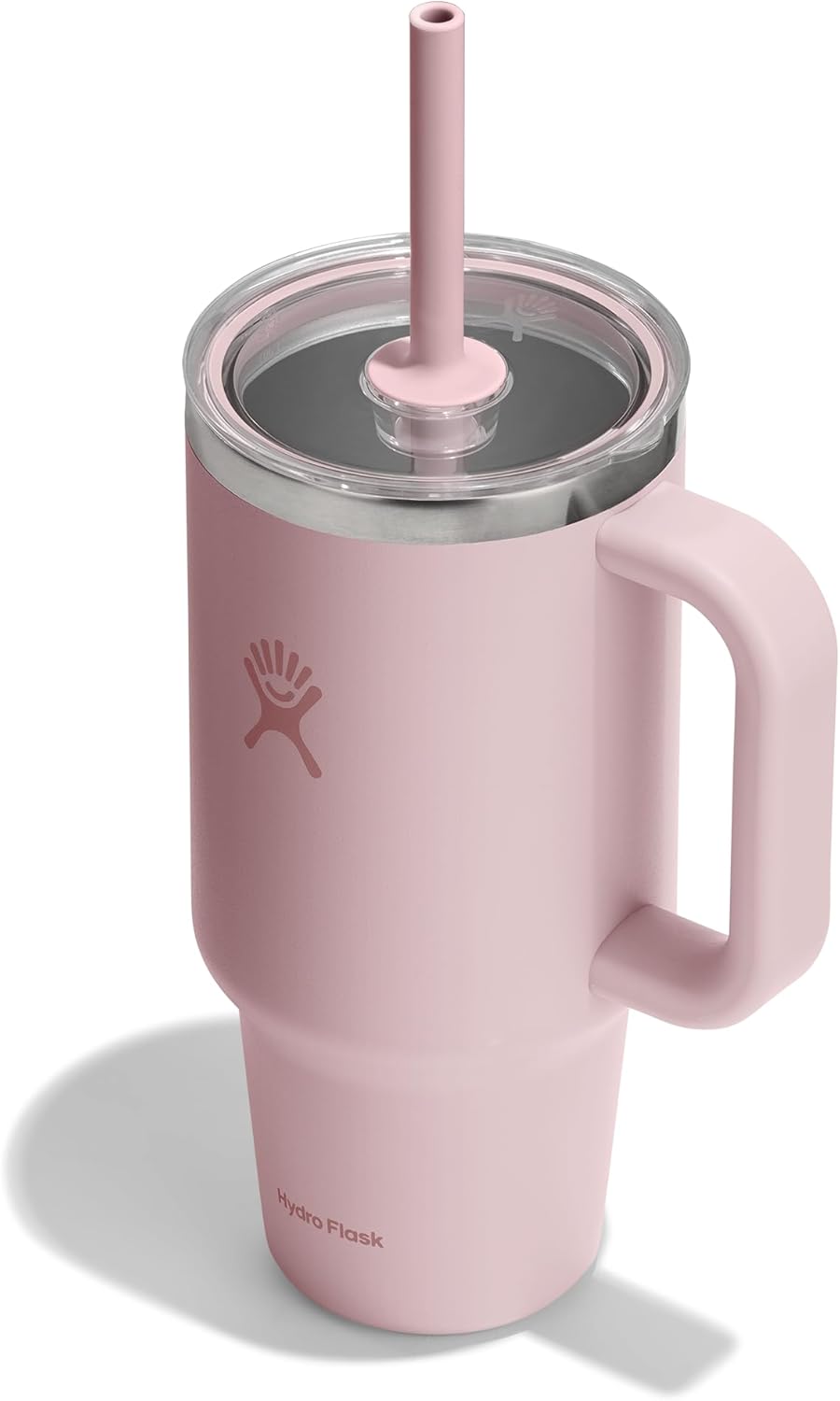 Hydro Flask Travel Tumbler with Handle, Clear Lid and Straw - Insulated Stainless Steel Trillium