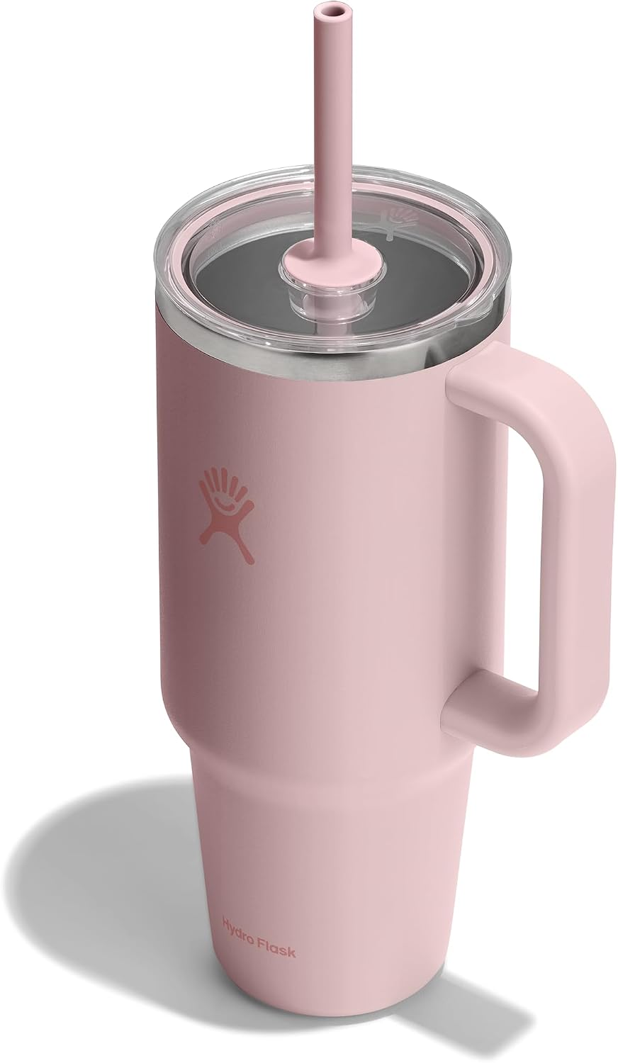 Hydro Flask Travel Tumbler with Handle, Clear Lid and Straw - Insulated Stainless Steel Trillium