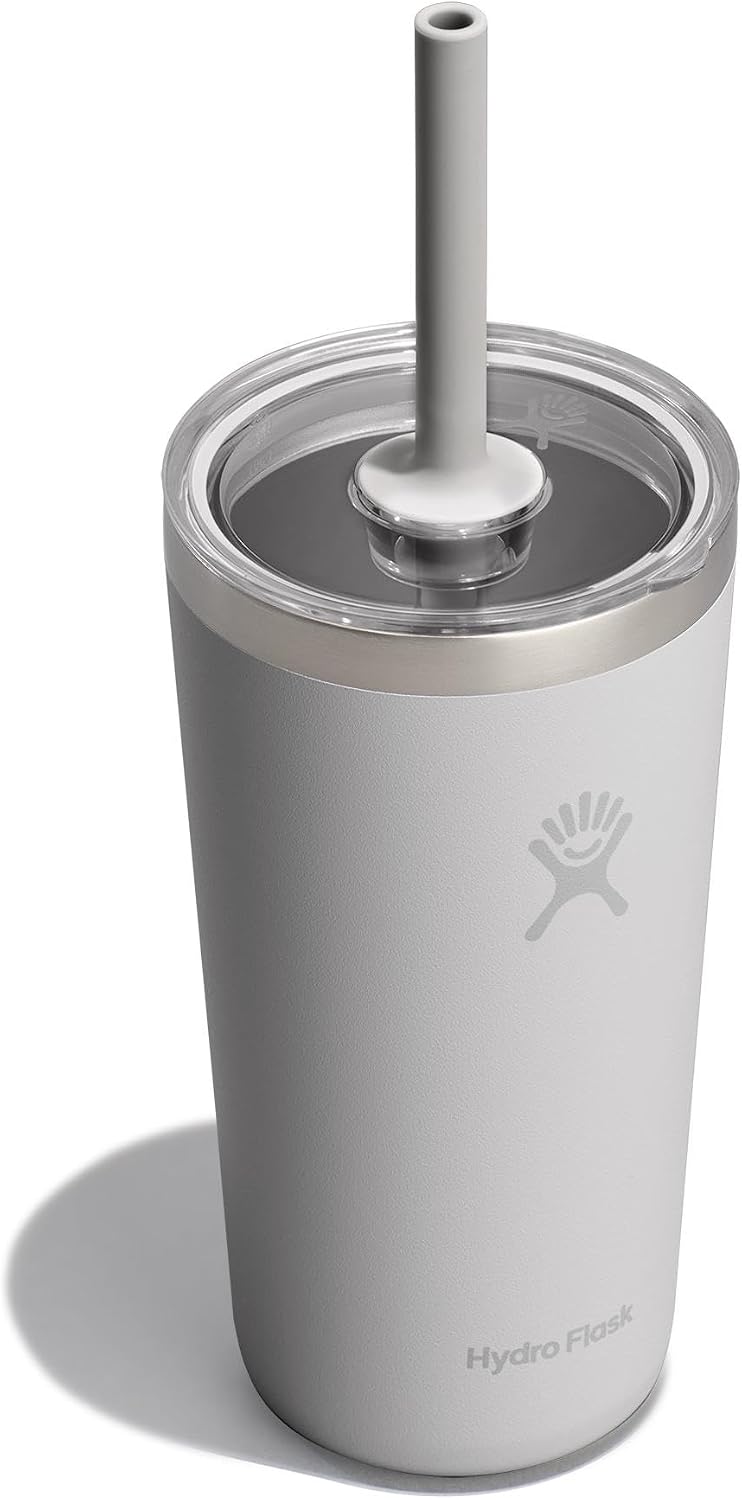 Hydro Flask All Around Tumbler Clear Straw Lid, Insulated Travel Mug, Insulated Coffee Cup 20 Oz Birch Birch Gray