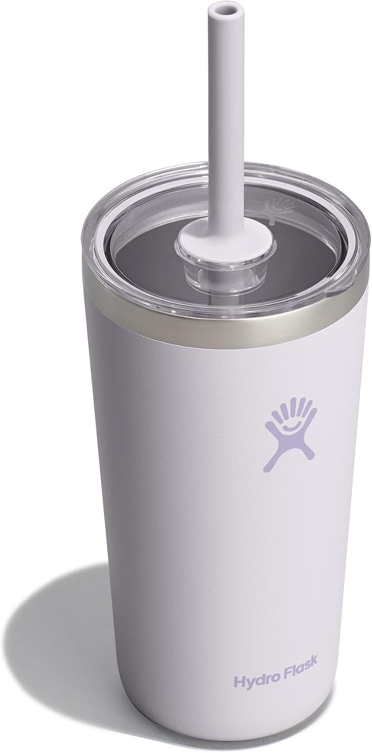 Hydro Flask All Around Tumbler Clear Straw Lid, Insulated Travel Mug, Insulated Coffee Cup 20 Oz Cloud Pink