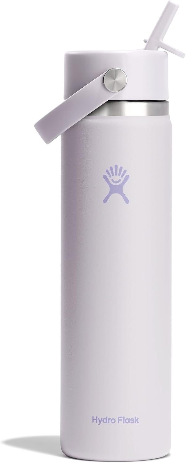 Hydro Flask Water Bottle - Insulated Stainless Steel - Wide Straw Lid, Non Spill, Leakproof in 24 Oz Cloud Pink