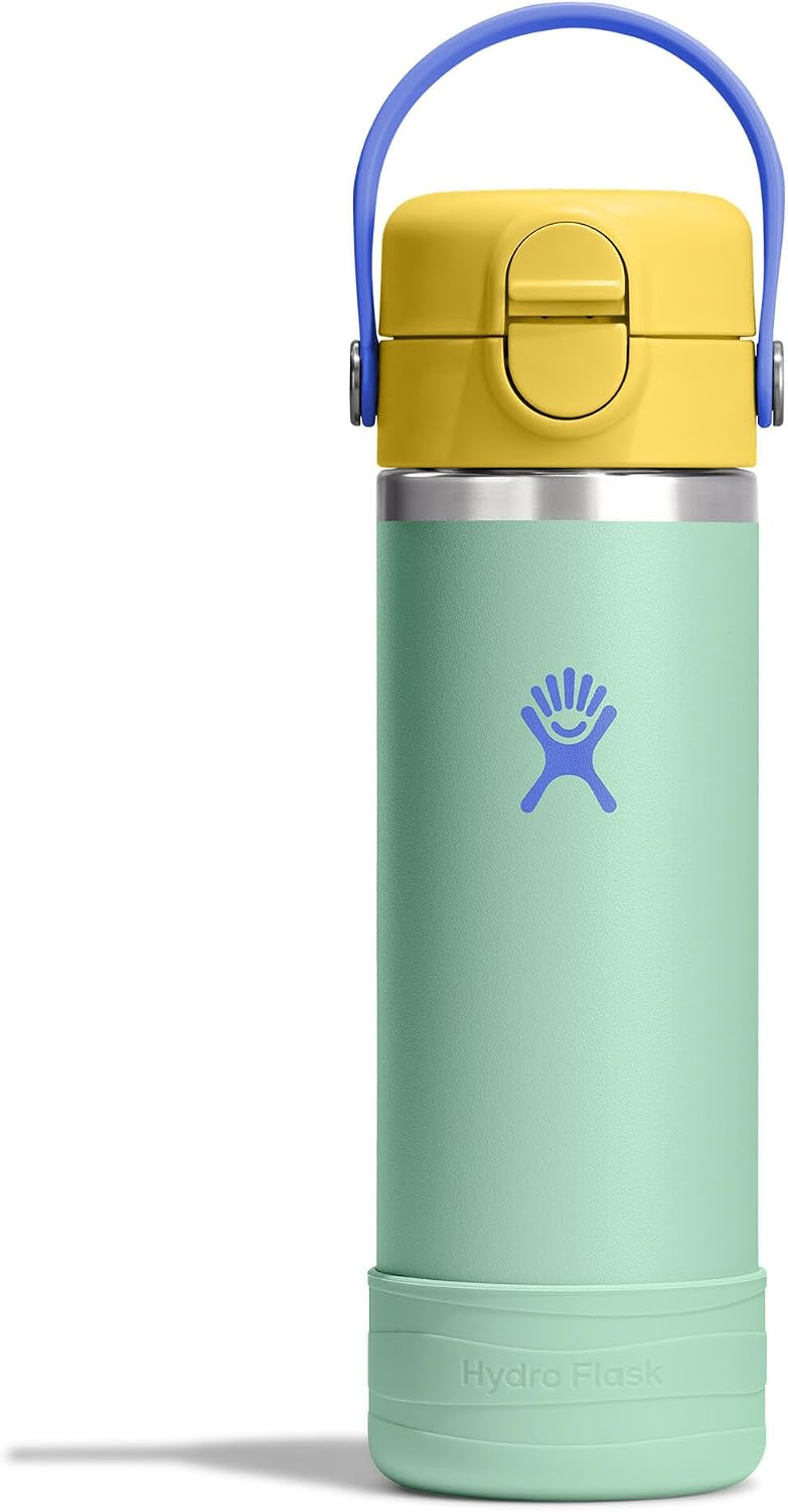 Hydro Flask Kids Water Bottle for School - Stainless Steel and Insulated with Straw Cap - 18 Oz in Mermaid Green