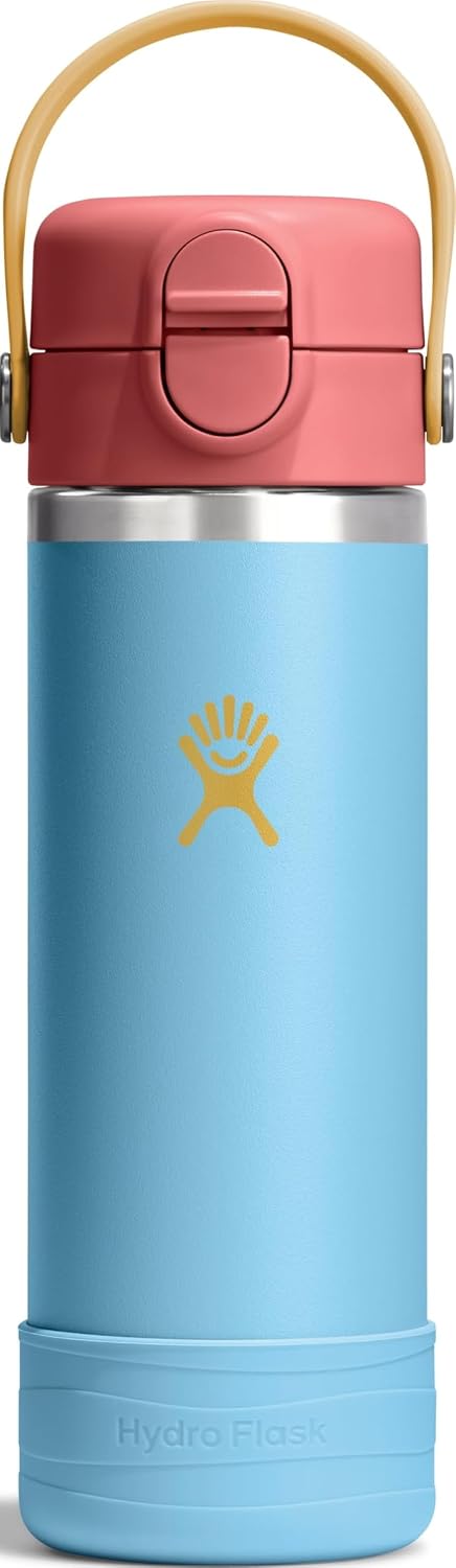 Hydro Flask Kids Water Bottle for School - Stainless Steel and Insulated with Straw Cap - 18 Oz in Bluejay