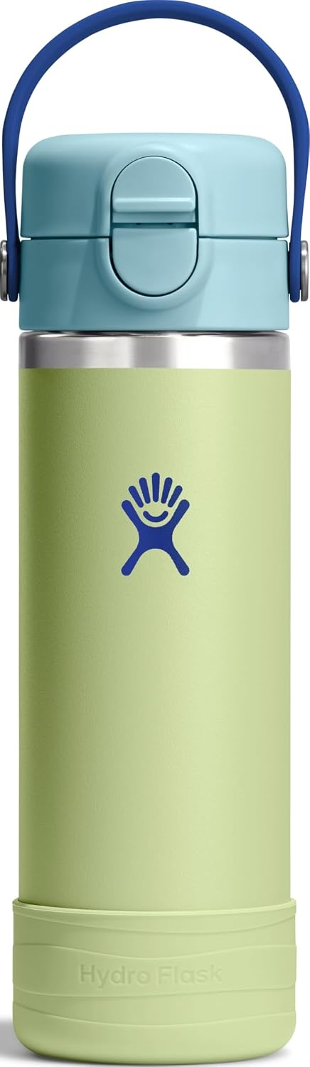 Hydro Flask Kids Water Bottle for School - Stainless Steel and Insulated with Straw Cap - 18 Oz in Seedling Green