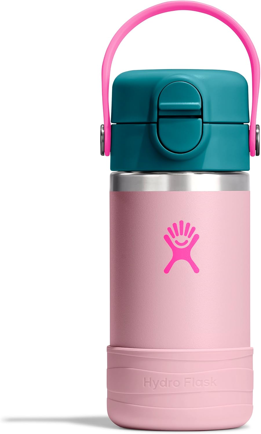 Hydro Flask Kids Water Bottle for School - Stainless Steel and Insulated with Straw Cap - 12 Oz in Blossom Pink