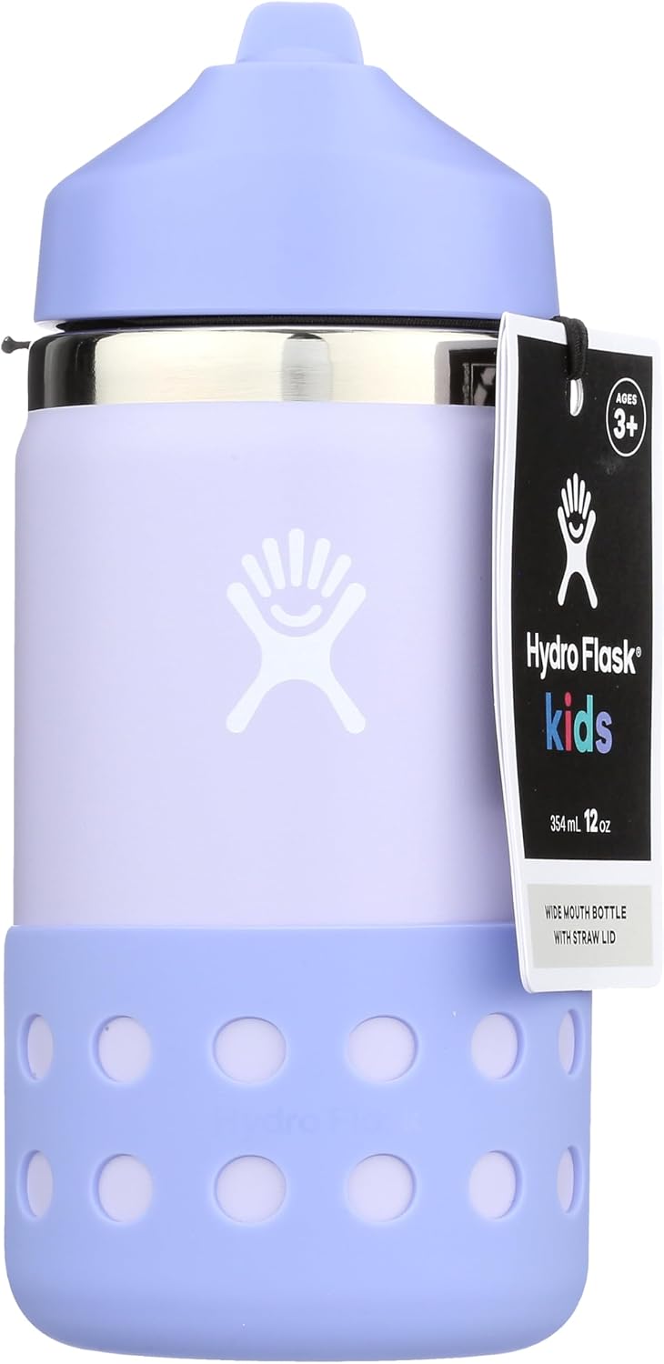 Hydro Flask 12 Oz Kids Wide Mouth Straw Cap And Boot Wisteria
