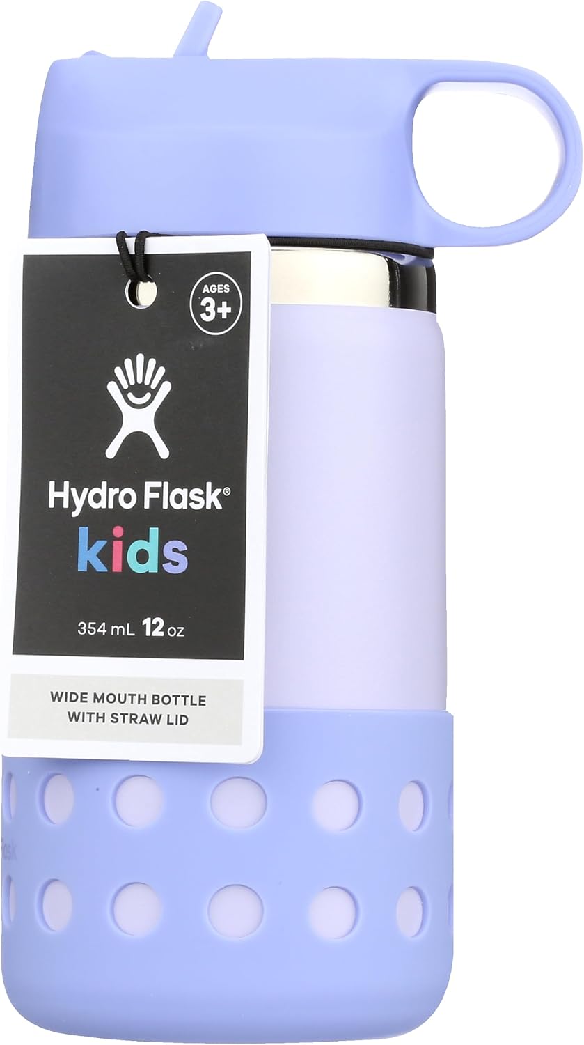 Hydro Flask 12 Oz Kids Wide Mouth Straw Cap And Boot Wisteria