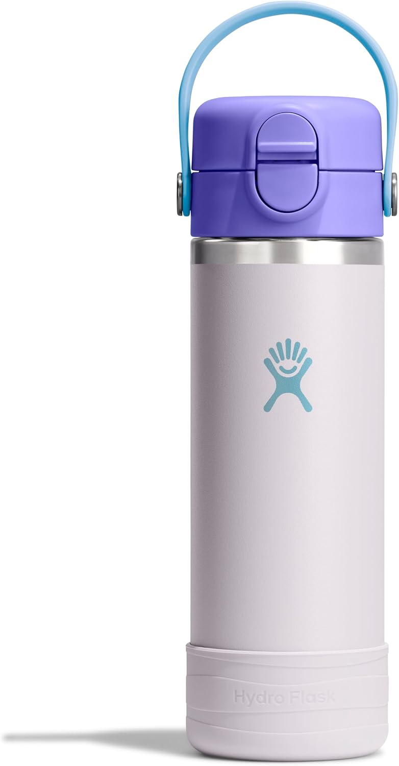 Hydro Flask Kids Water Bottle for School - Stainless Steel and Insulated with Straw Cap - 18 Oz in Cloud Pink