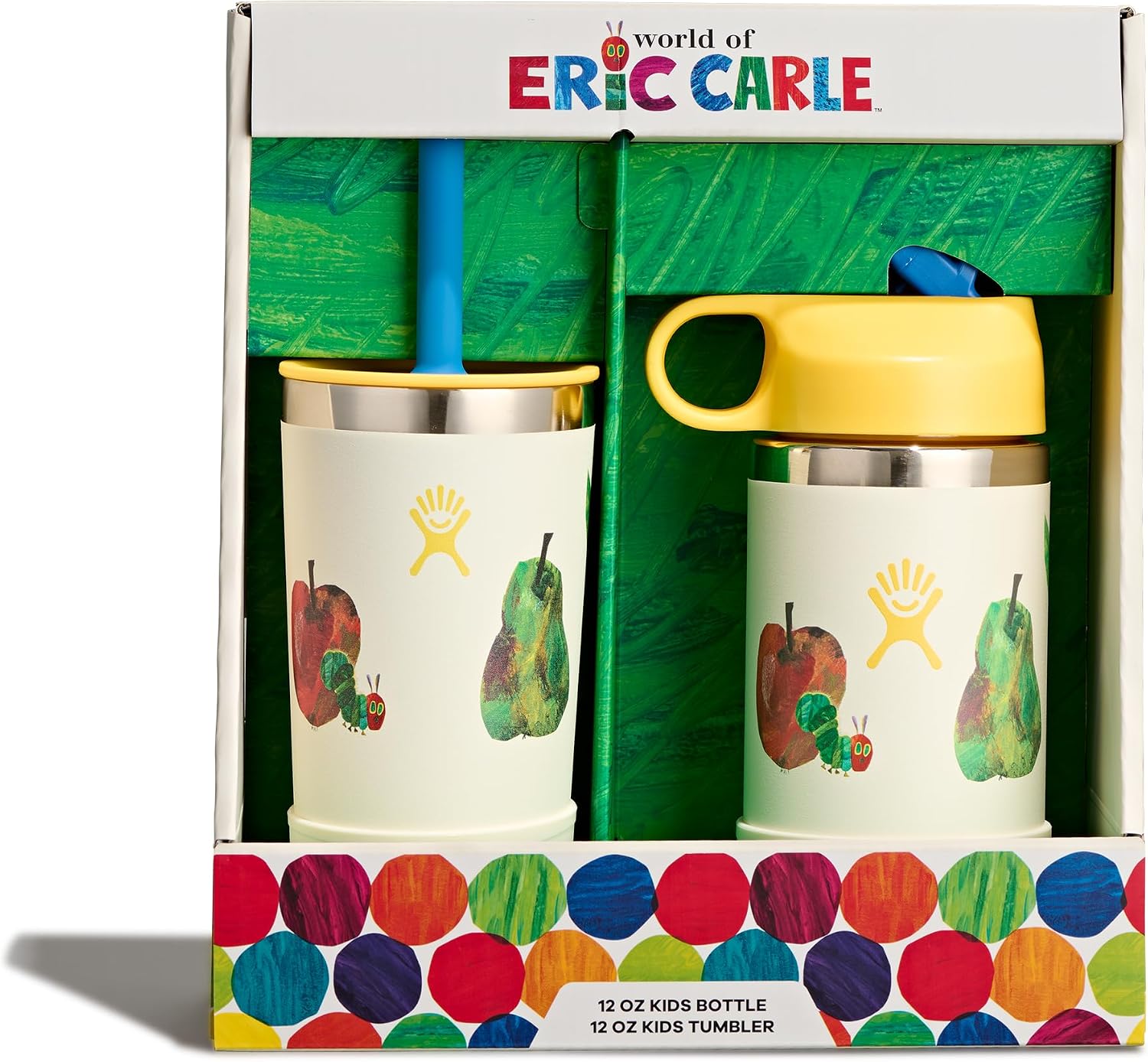 Hydro Flask Kids Water Bottle and Tumbler Bundle Set for School - Stainless Steel and Insulated with Straw Cap - 12 Oz World of Eric Carle™ Fruit FRUIT SNACKS