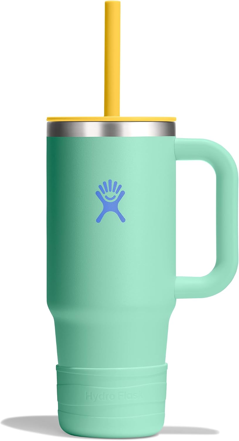Hydro Flask Kids 24 Oz Travel Tumbler with Handle, Lid and Straw for School - Insulated Stainless Steel in Mermaid Green