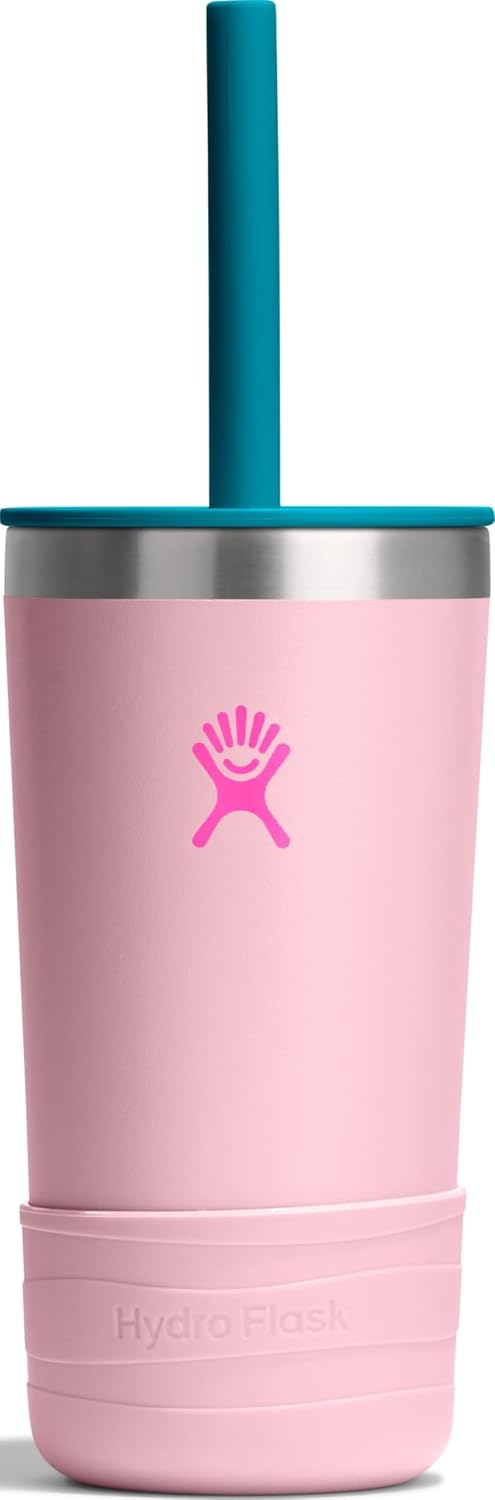 Hydro Flask Kids 12 Oz Tumbler with Lid and Straw for School - Insulated Stainless Steel in Blossom Pink