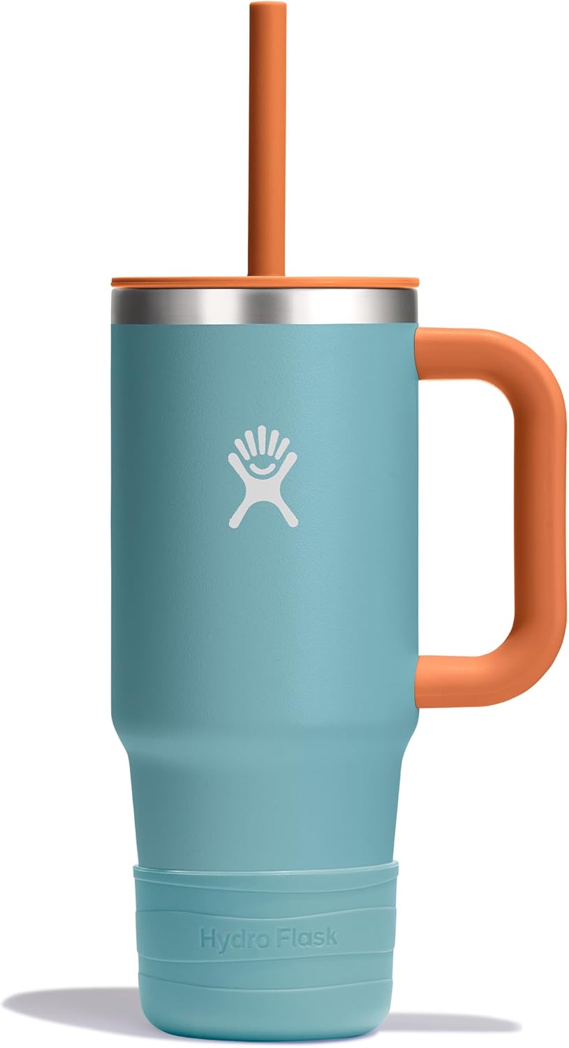 Hydro Flask Kids 24 Oz Travel Tumbler with Handle, Lid and Straw for School - Insulated Stainless Steel in Seaspray Blue