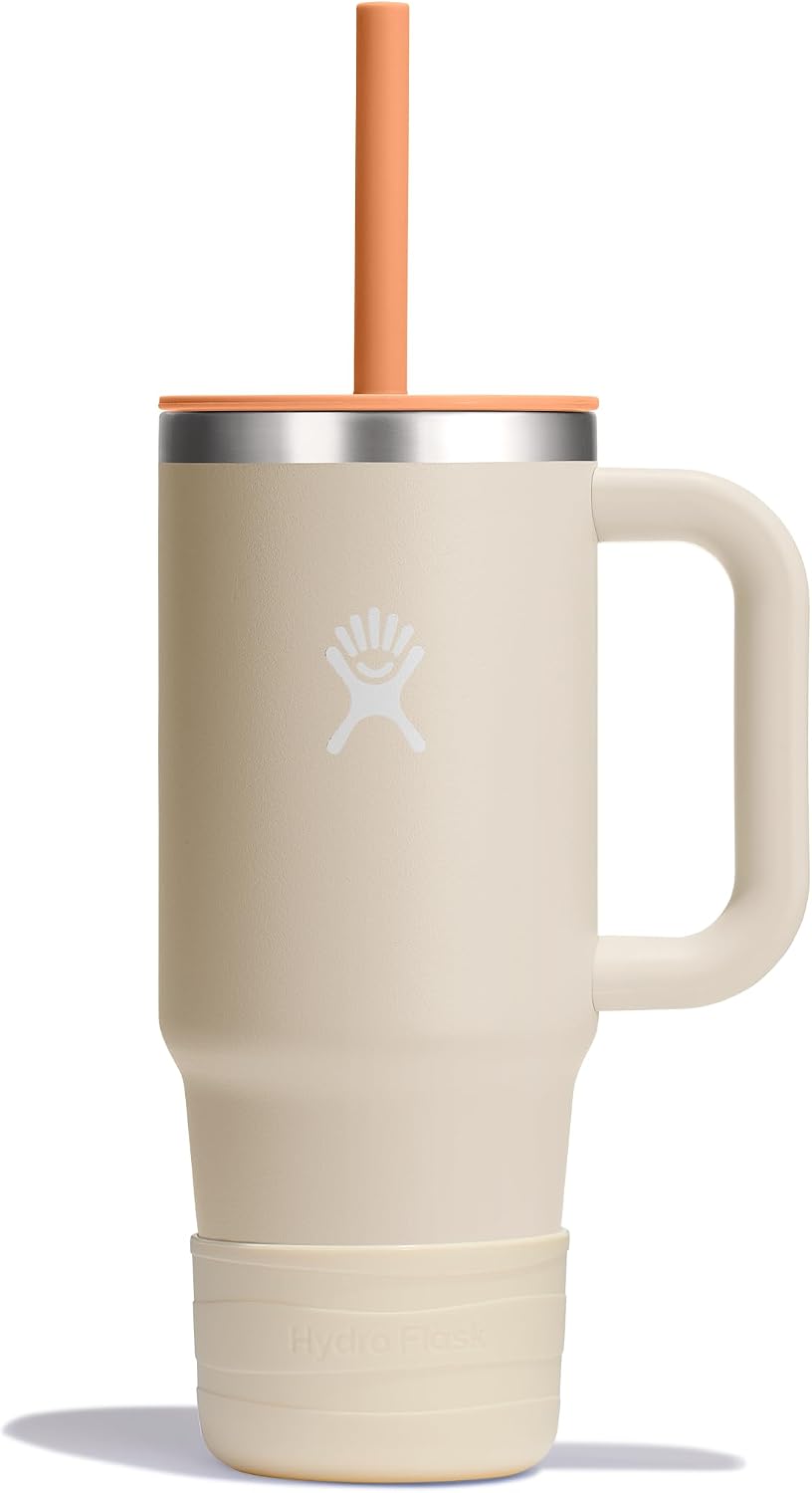 Hydro Flask Kids 24 Oz Travel Tumbler with Handle, Lid and Straw for School - Insulated Stainless Steel in Coconut Cream