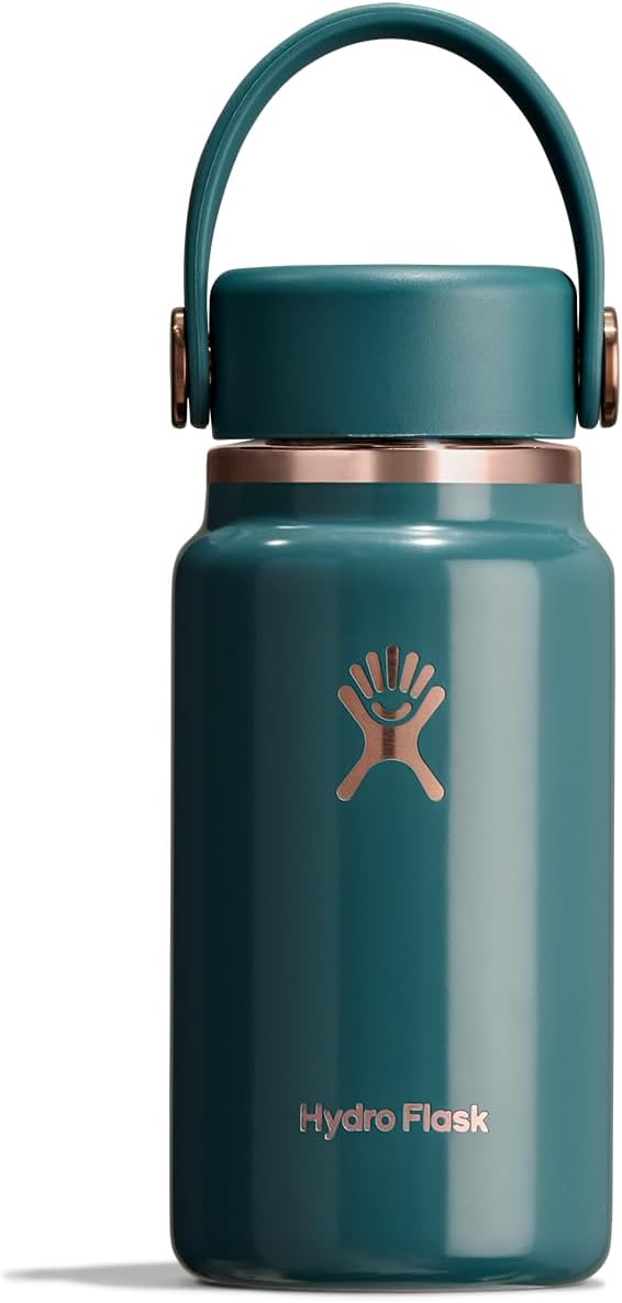 Hydro Flask Micro Bottle - Leak Proof Purse or Pocket Flask - Insulated Mini Water Bottle 6.7 Oz Sea Rose Gold
