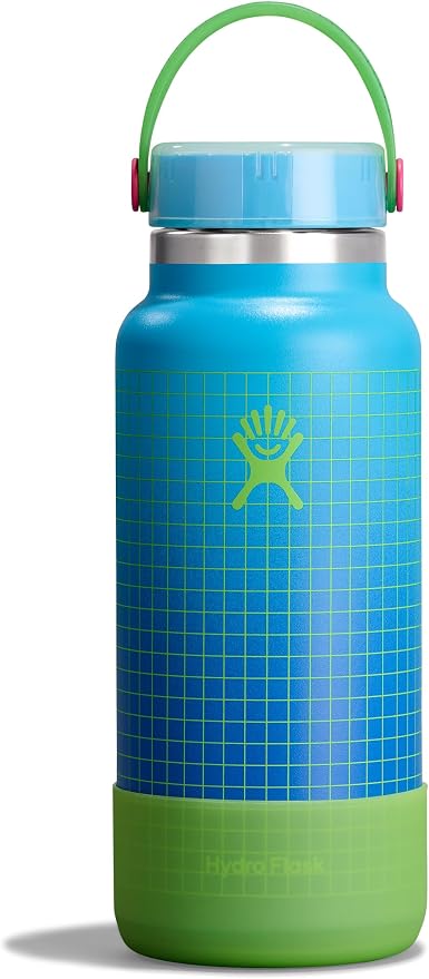 Hydro Flask Water Bottle - Insulated Stainless Steel - Wide Mouth Flex Lid, Non Spill, Leakproof and Refillable in 32 Oz Arcade Blue
