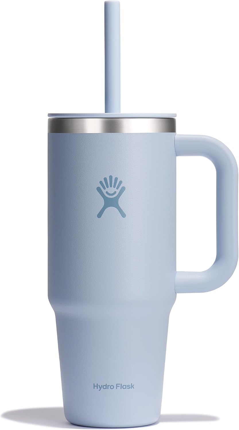 Hydro Flask 24 Oz Travel Tumbler with Handle, Lid and Straw - Insulated Stainless Steel in 24 Oz Surf Blue