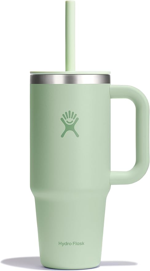 Hydro Flask 24 Oz Travel Tumbler with Handle, Lid and Straw - Insulated Stainless Steel in 24 Oz Aloe Green