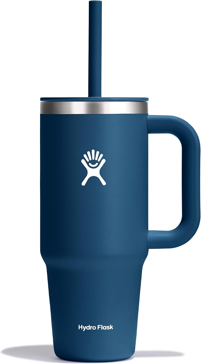 Hydro Flask 24 Oz Travel Tumbler with Handle, Lid and Straw - Insulated Stainless Steel in 24 Oz Indigo Blue