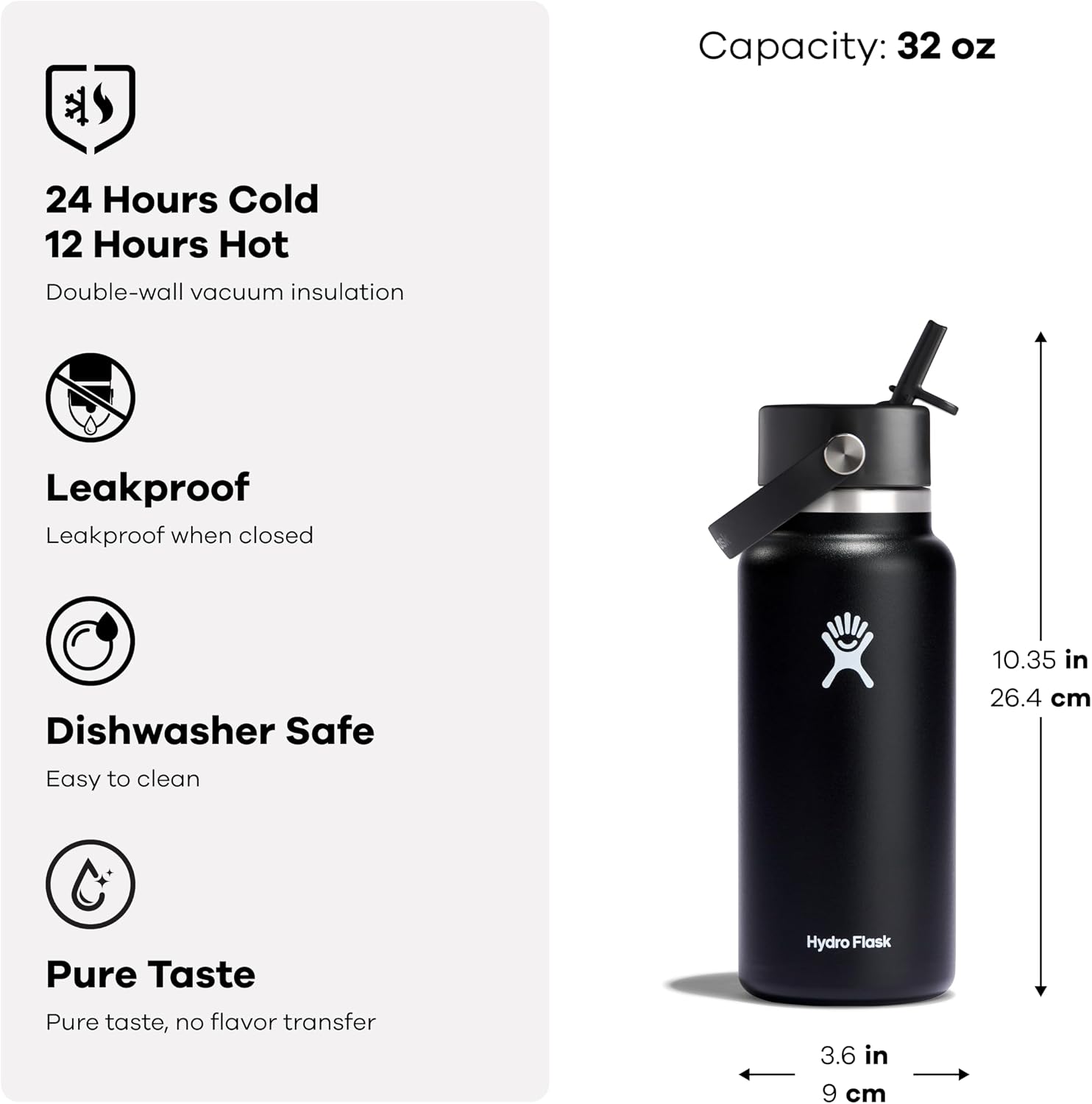 Hydro Flask 32 Oz Wide Mouth Flex Straw Cap Moonshadow
