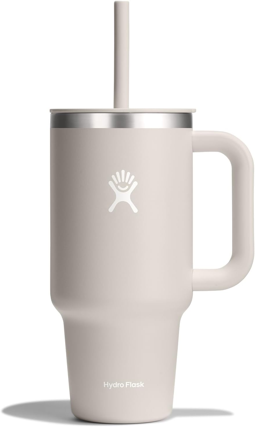 Hydro Flask 32 Oz Travel Tumbler with Handle, Lid and Straw - Insulated Stainless Steel in 32 Oz Oat Tan