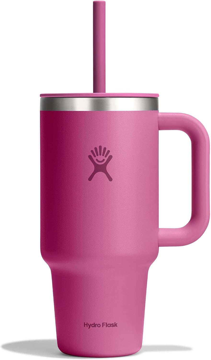 Hydro Flask 32 Oz Travel Tumbler with Handle, Lid and Straw - Insulated Stainless Steel in 32 Oz Reef Pink