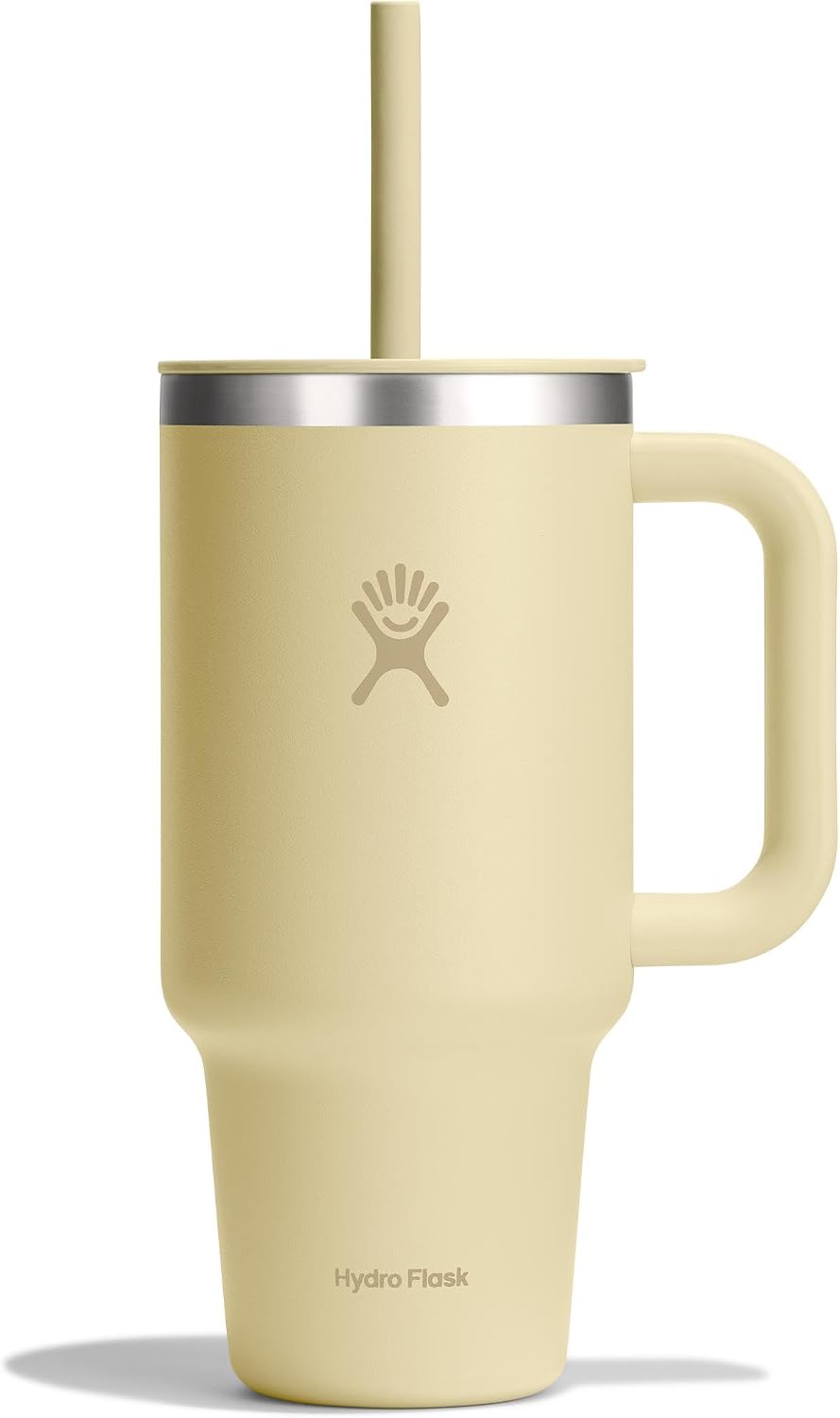 Hydro Flask Travel Tumbler with Handle, Lid and Straw - Insulated Stainless Steel in 32 Oz Starlight