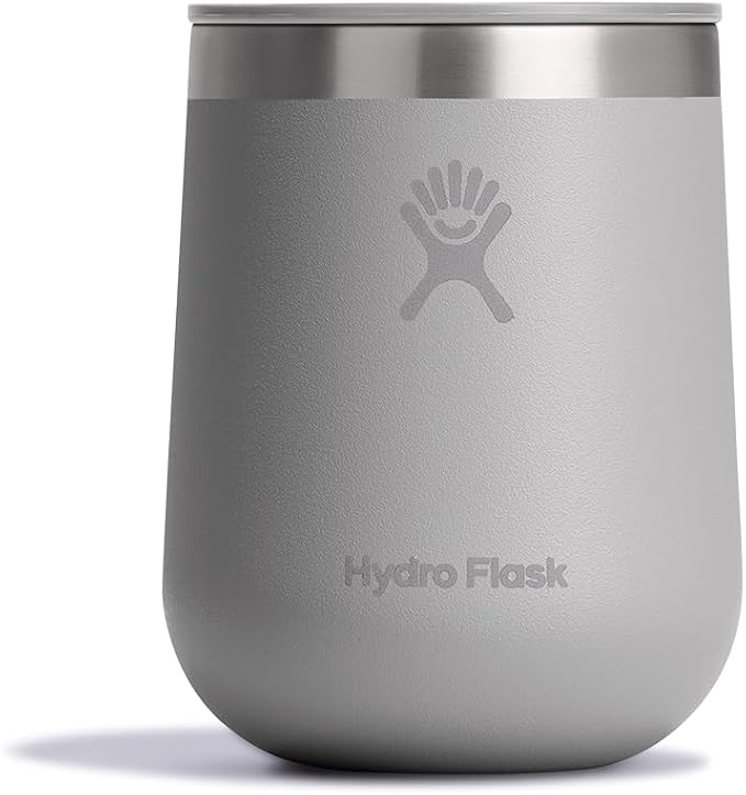 Hydro Flask 10 Oz Wine Glass - Ceramic Stemless Wine Tumbler - Unbreakable with Lid in Birch Gray