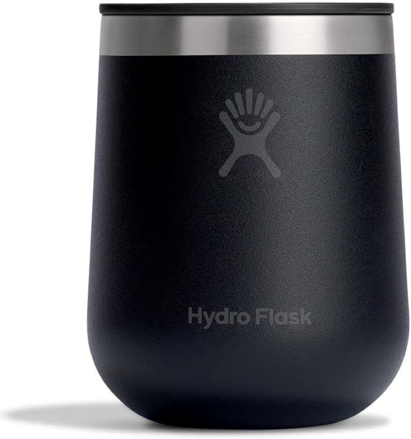 Hydro Flask 10 Oz Wine Glass - Ceramic Stemless Wine Tumbler - Unbreakable with Lid in Tonal Black